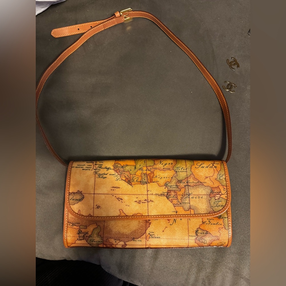 Alviero Martini Tan Map Print Women's Bag